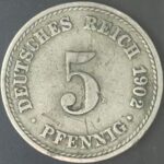 KM#11 A - ALEMANHA 5 PFENNIG 1902 "letra A" MBC
