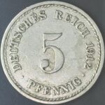 KM#11 A - ALEMANHA 5 PFENNIG 1912 "letra A" MBC