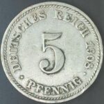 KM#11 D - ALEMANHA 5 PFENNIG 1908 "letra D" MBC
