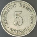 KM#11 E - ALEMANHA 5 PFENNIG 1910 "letra E" MBC