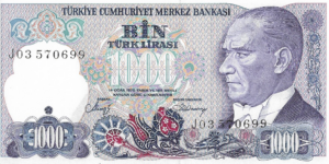 P 196- TURQUIA 1000 LIRA  1988  FE