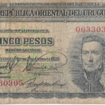 P 36b - URUGUAI  5 PESOS 1939 MBC