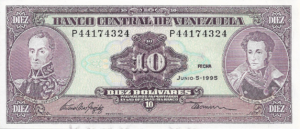 P 61d- VENEZUELA 10 BOLIVARES  1995 FE