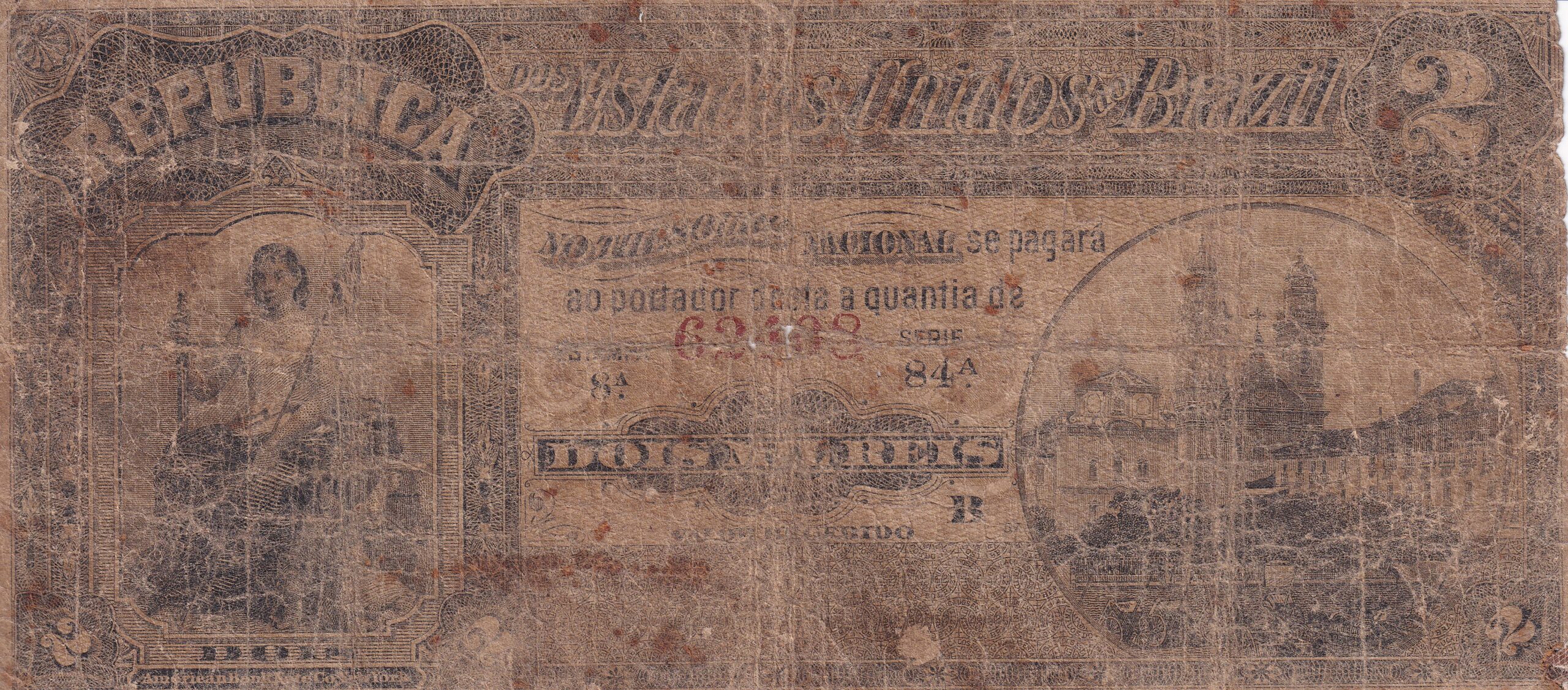 R81b 3 R081 - CÉDULA 2 MIL REIS 1891 - TESOURO NACIONAL - 8ª Estampa (ABN) - BC - Imagem 1
