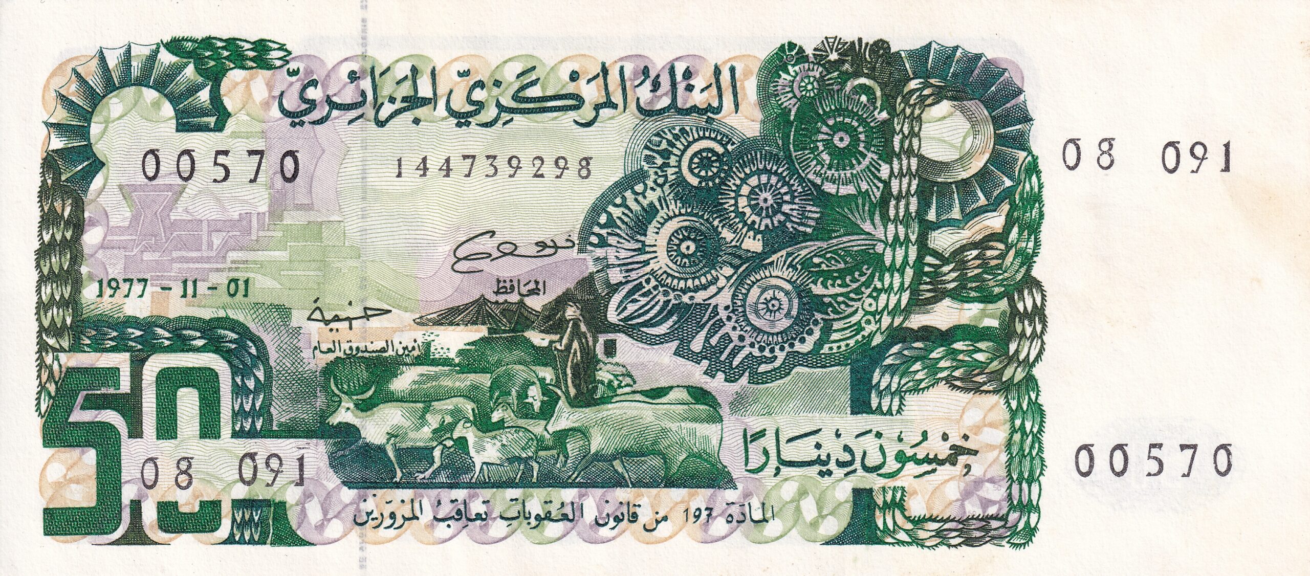 P130 1 P130- ARGELIA 1977 - 50 DINARS - S - Imagem 1