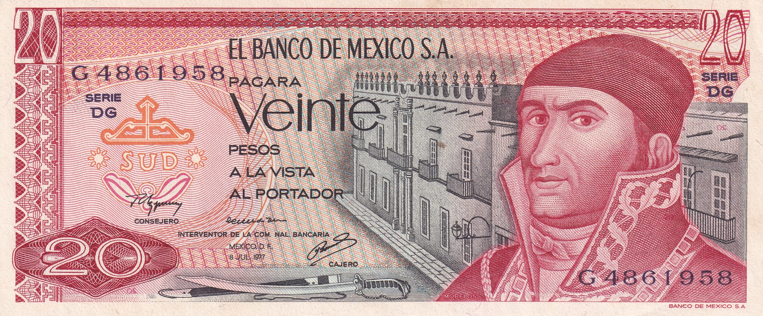 P64d P 64d - MEXICO 20 PESOS 1977 FE - Imagem 1