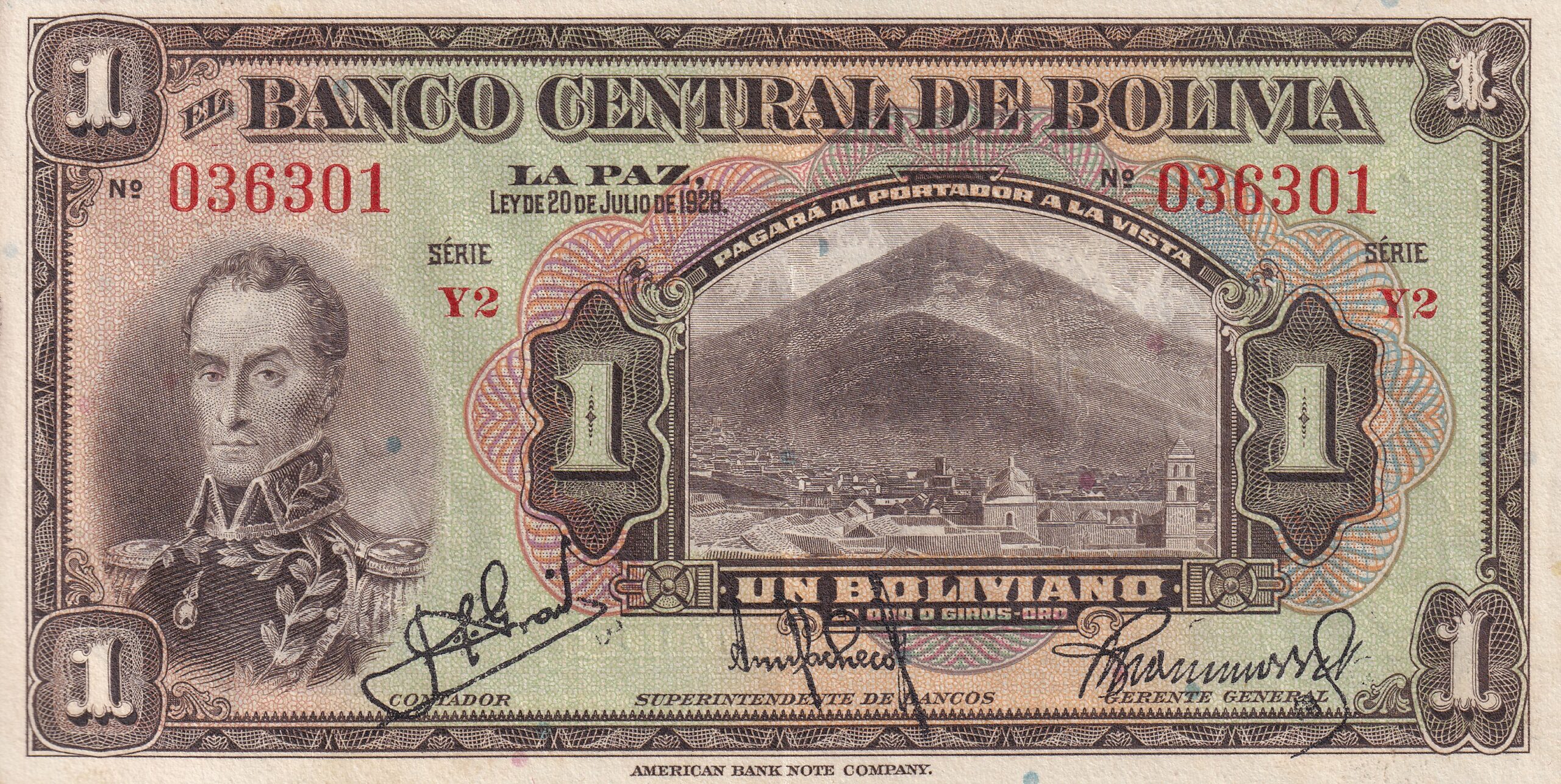 IMG_20260817_0001 P 119 - BOLIVIA 1 Boliviano 1928 FE - Imagem 1