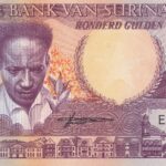 P 133d-SURINAME  100 GULDEN  1986 FE