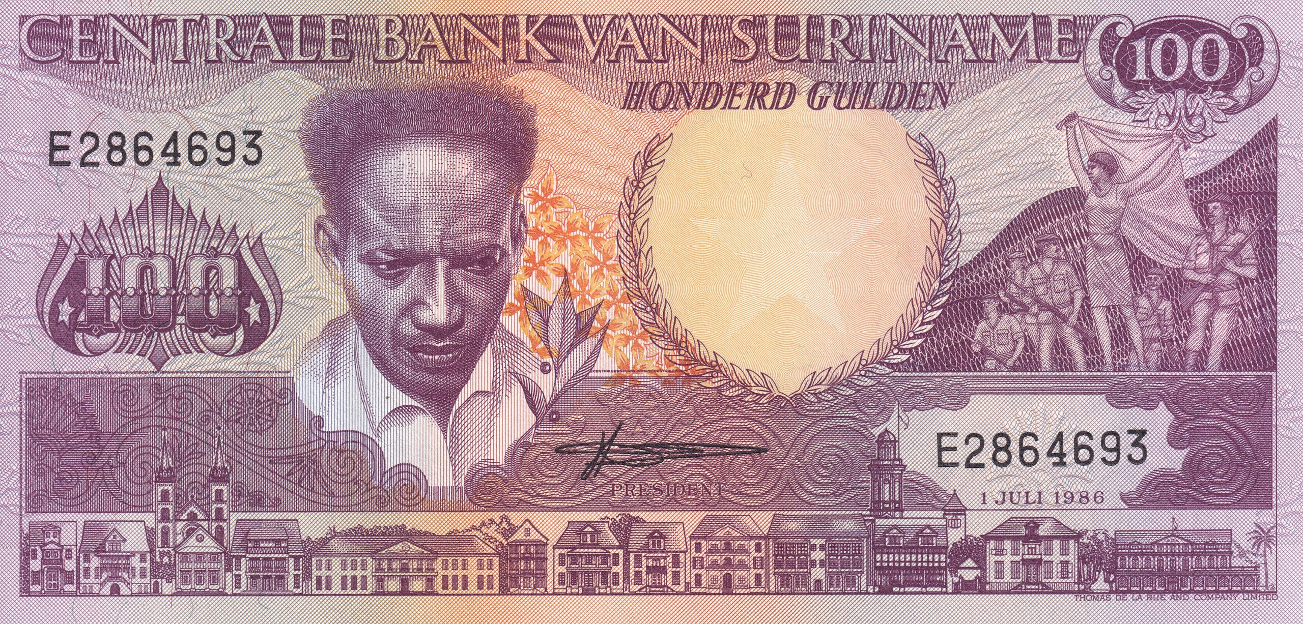 P133d P 133d-SURINAME 100 GULDEN 1986 FE - Imagem 1