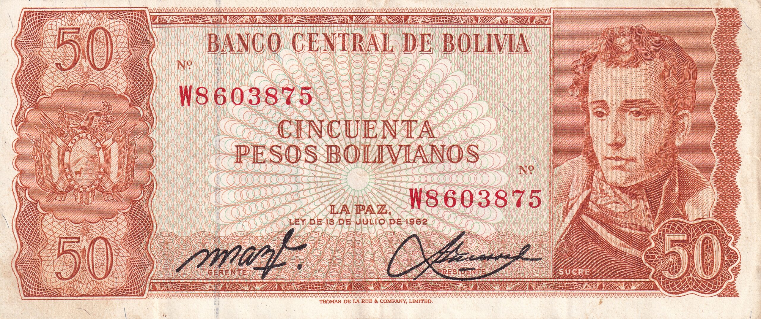 P162a 2 P 162a - Bolívia - 50 Pesos - 1982 - MBC - Imagem 1