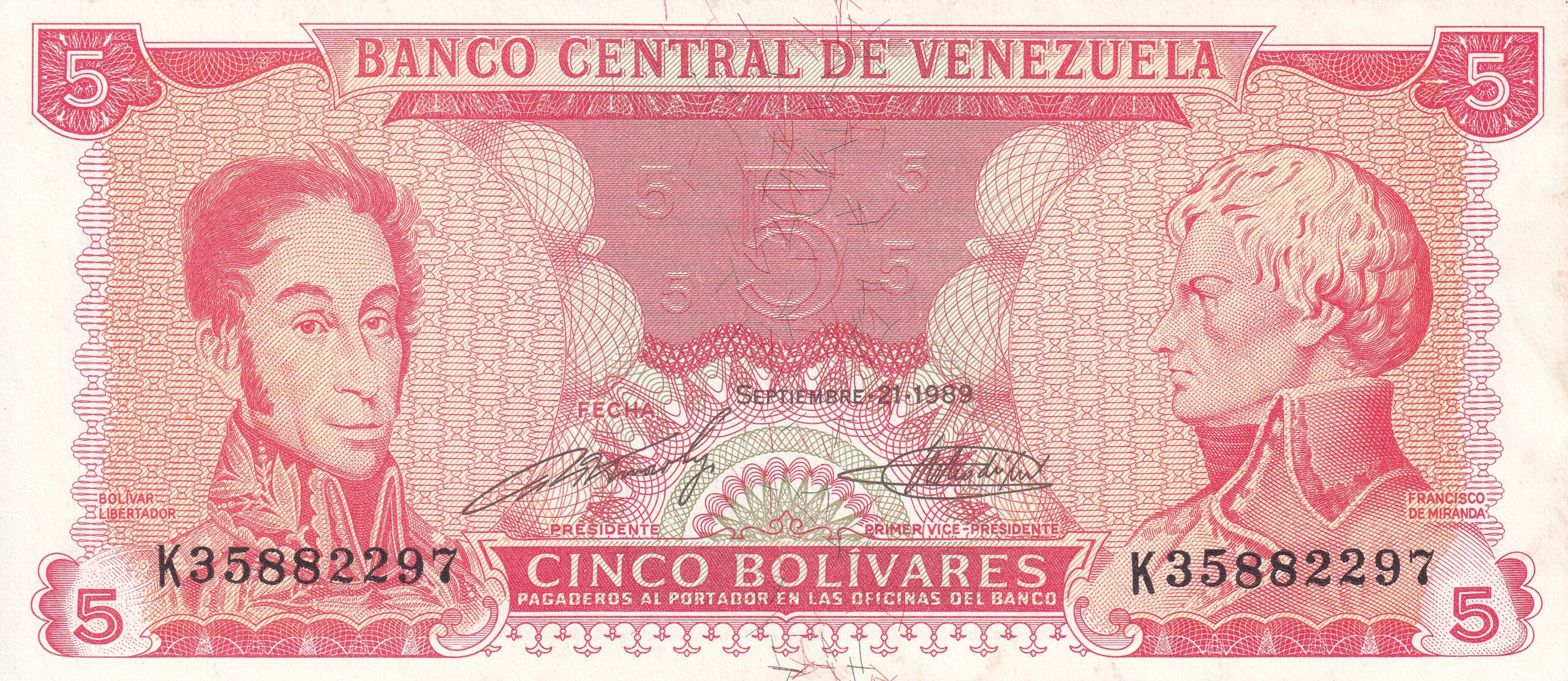 P70b 1 P 70b - VENEZUELA 5 BOLIVAR 1989 S - Imagem 1