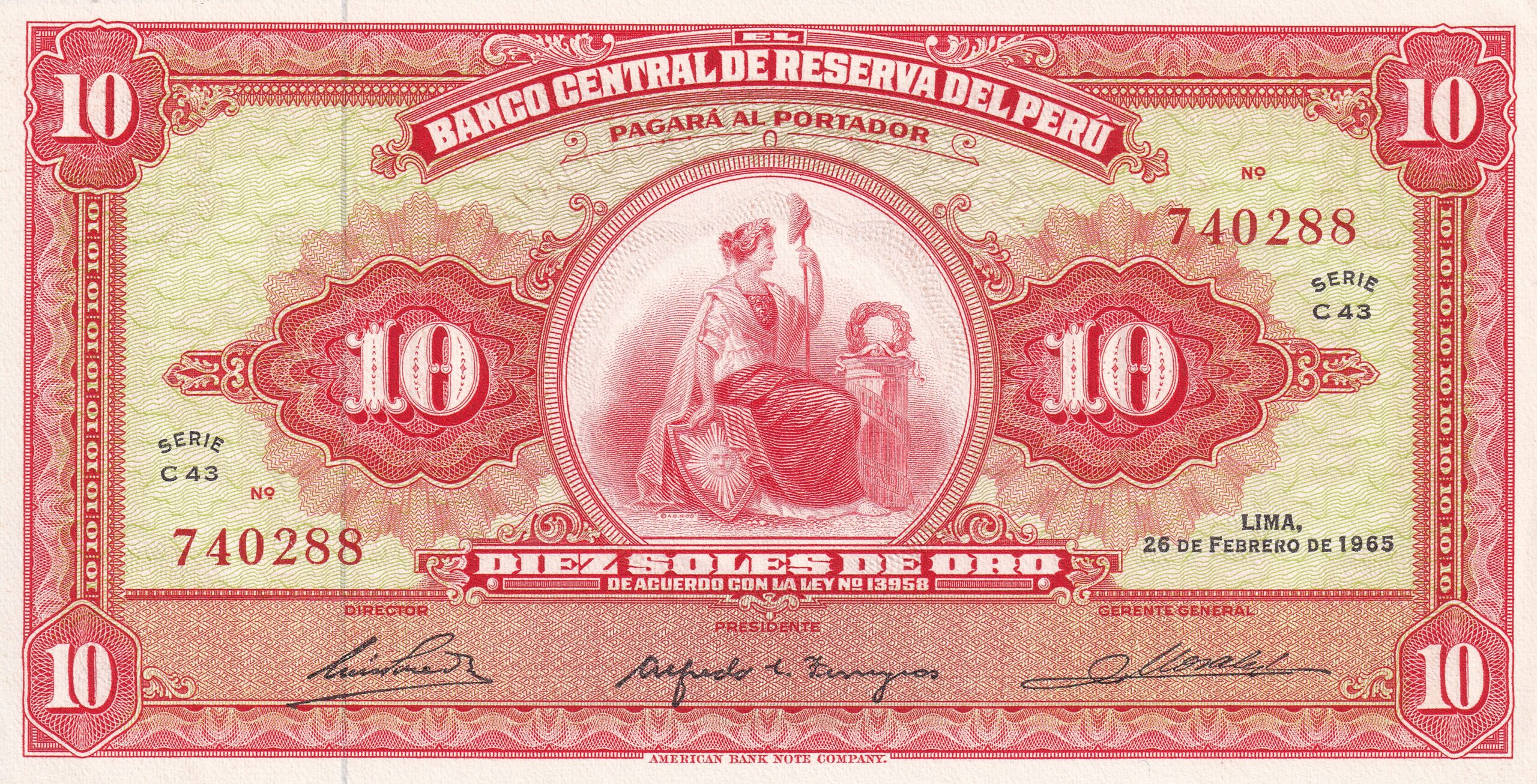 P88 P 88 - PERU 10 SOLES DE OURO 1965 FE - Imagem 1