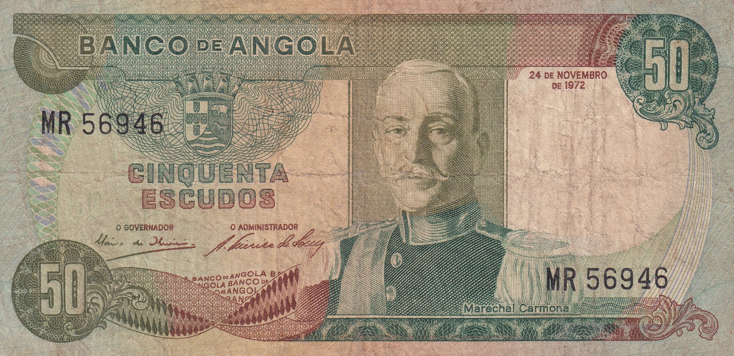 P100 2 P100- Angola - 50 ESCUDOS - 1972/73 - MBC - Imagem 1