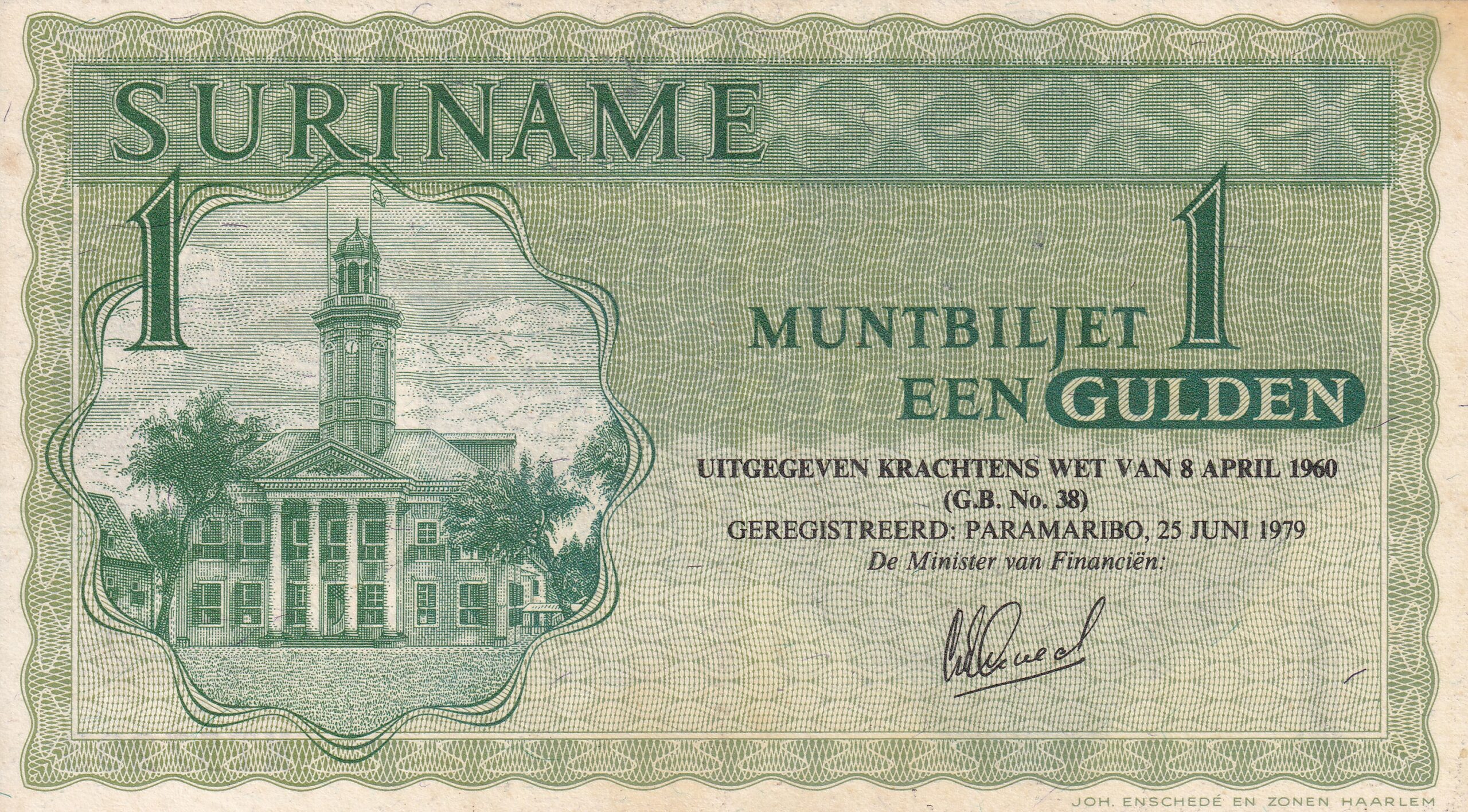 P 119 – SURINAME  1 GULDEN  1979 FE