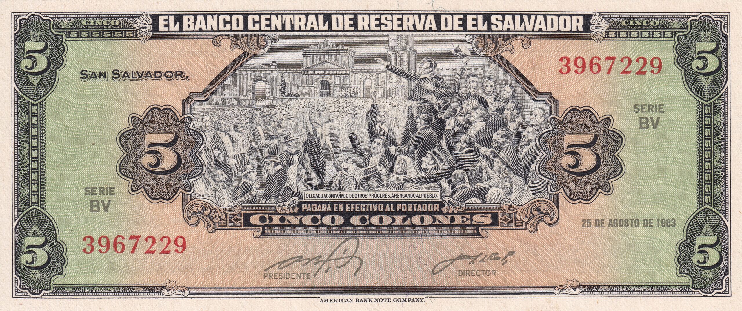 P134 – EL SAVADOR 5 COLÓN 1983 FE