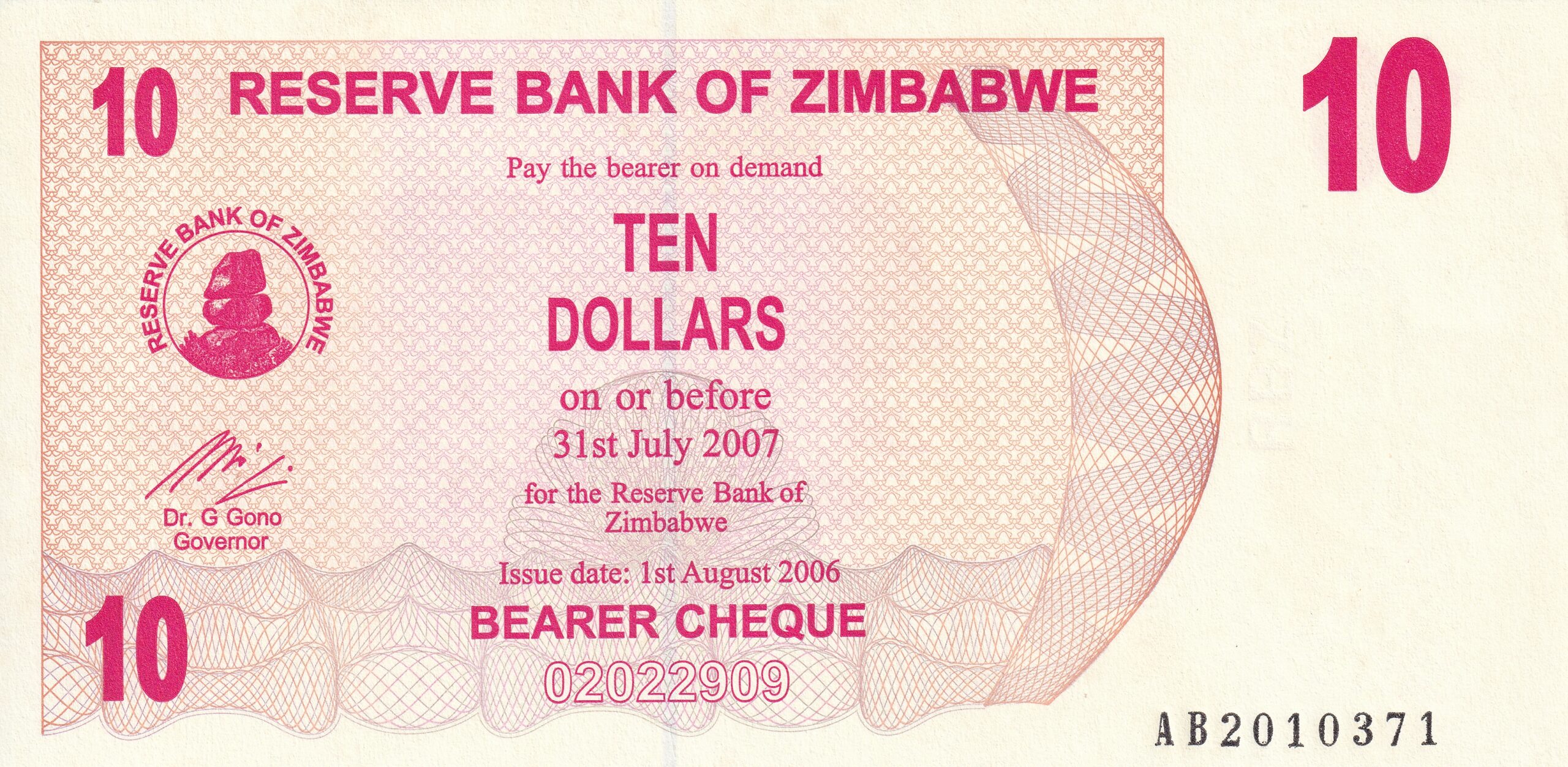 P39 P 39 - ZIMBABWE 10 DOLARES 2006/07 FE - Imagem 1
