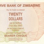 P 40 - ZIMBABWE 20 DOLARES 2006/07 FE