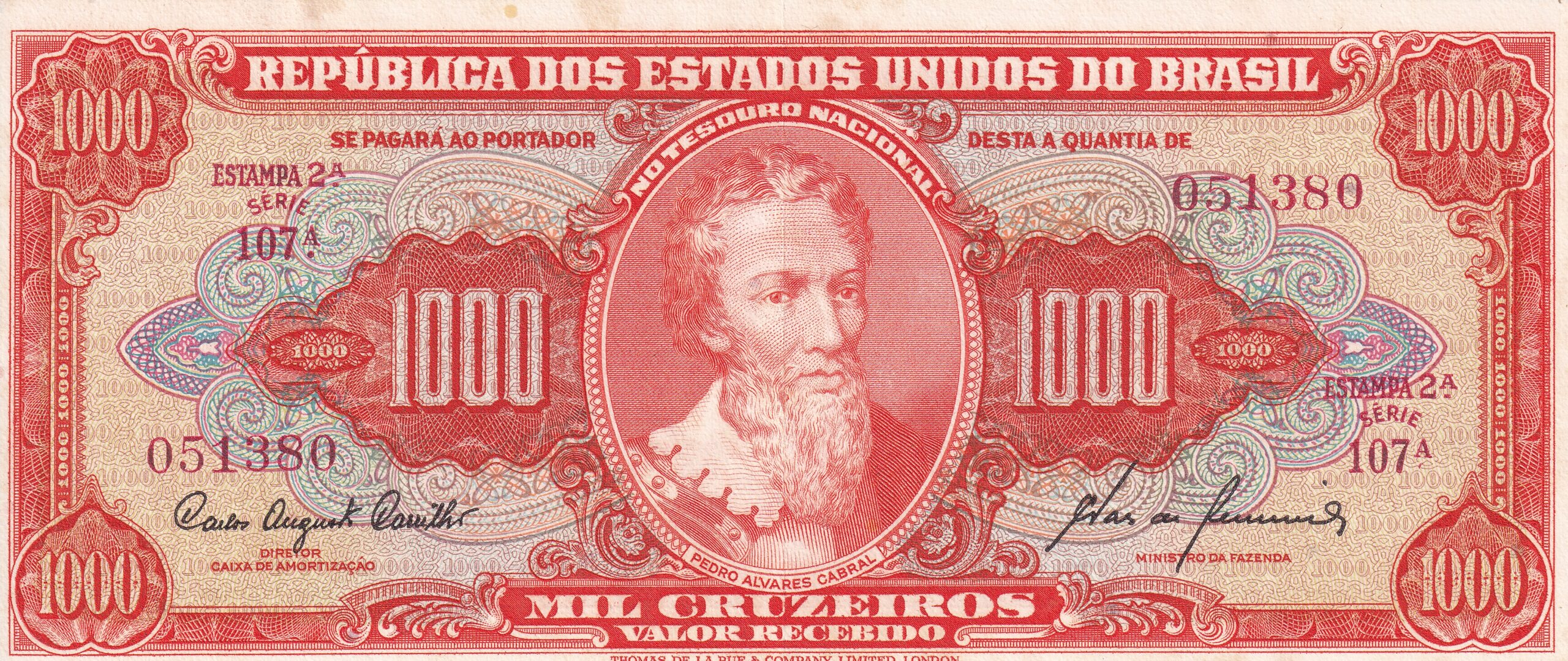 C105 1 C 105 - CÉDULA 1000 CRUZEIROS 1960 - TESOURO NACIONAL - 2ª Estampa (TLR) - S - Imagem 1