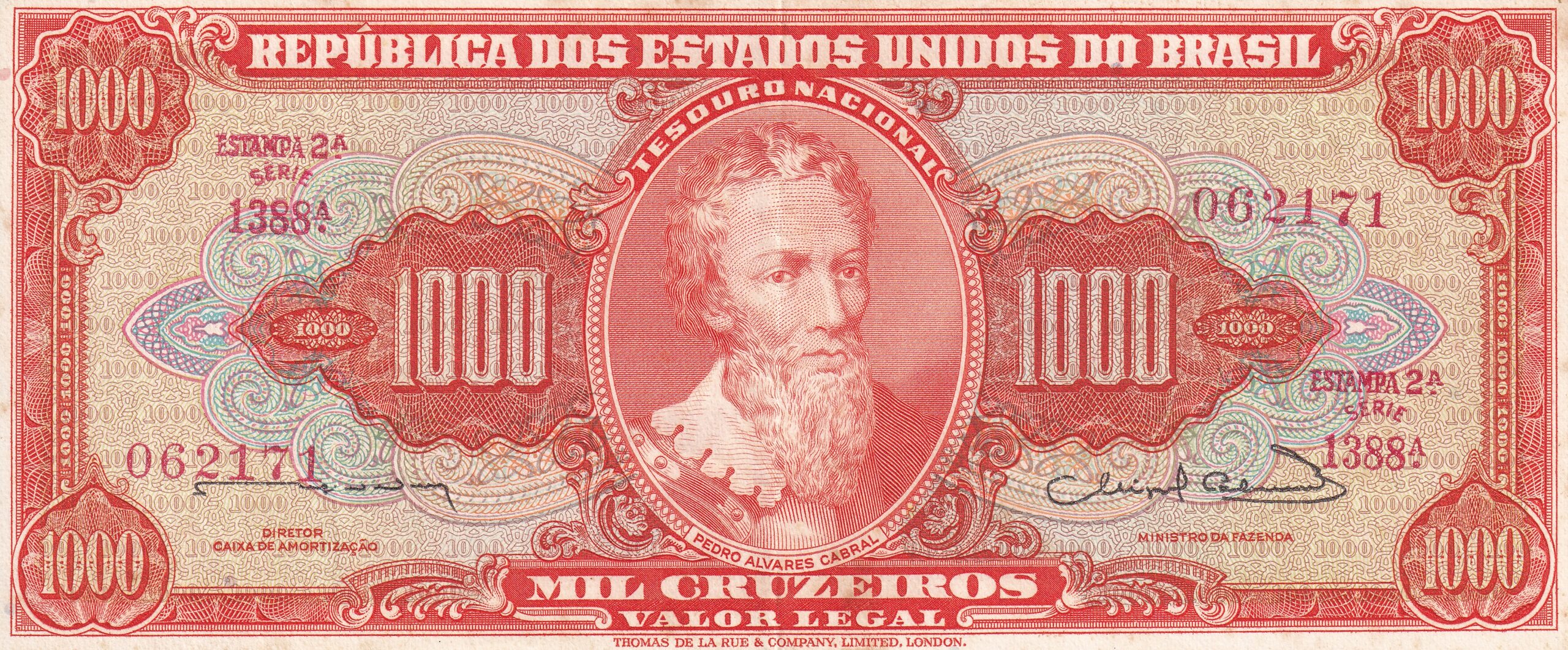 C106 1 C 106 - CÉDULA 1000 CRUZEIROS 1963 - TESOURO NACIONAL - 2ª Estampa (TLR) - S - Imagem 1