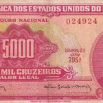 C 108 - CÉDULA 5000 CRUZEIROS 1964 - TESOURO NACIONAL - 2ª Estampa (TLR) - MBC/S