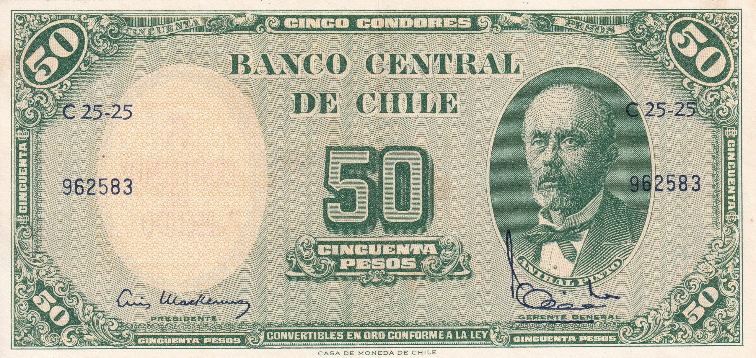P124b 1 P124b - Chile - 50 PESOS 1962 S - Imagem 1