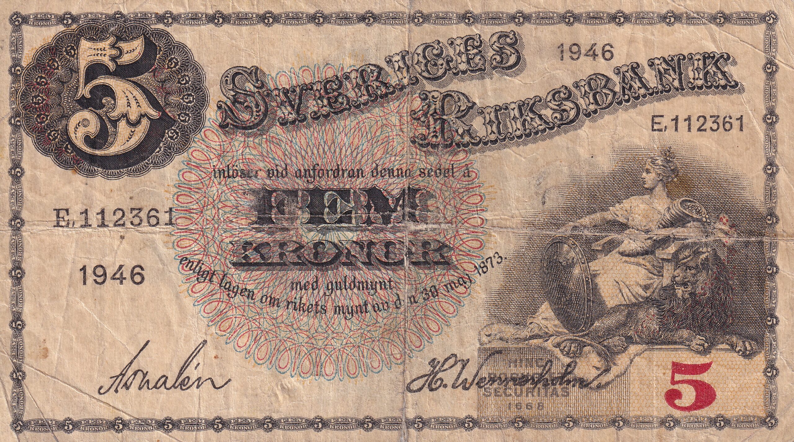 P33ac 2 P 33ac - SUECIA 5 KRONOR 1946 MBC - Imagem 1