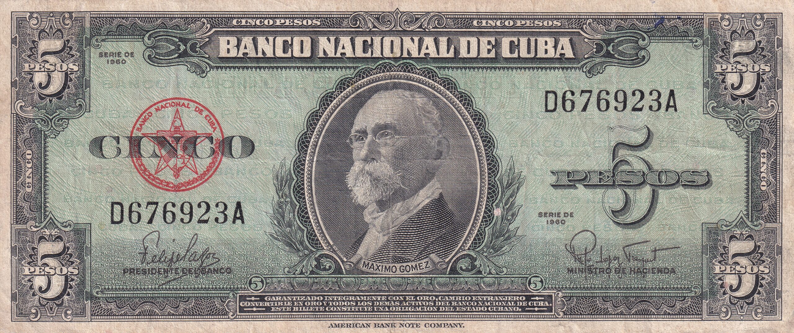 P92 2 P92 - CUBA 5 PESOS 1960 MBC - Imagem 1