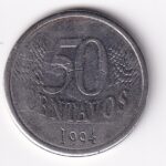 RI v452a - MOEDA 50 CENTAVOS  1994 MBC  REVERSO  INVERTIDO